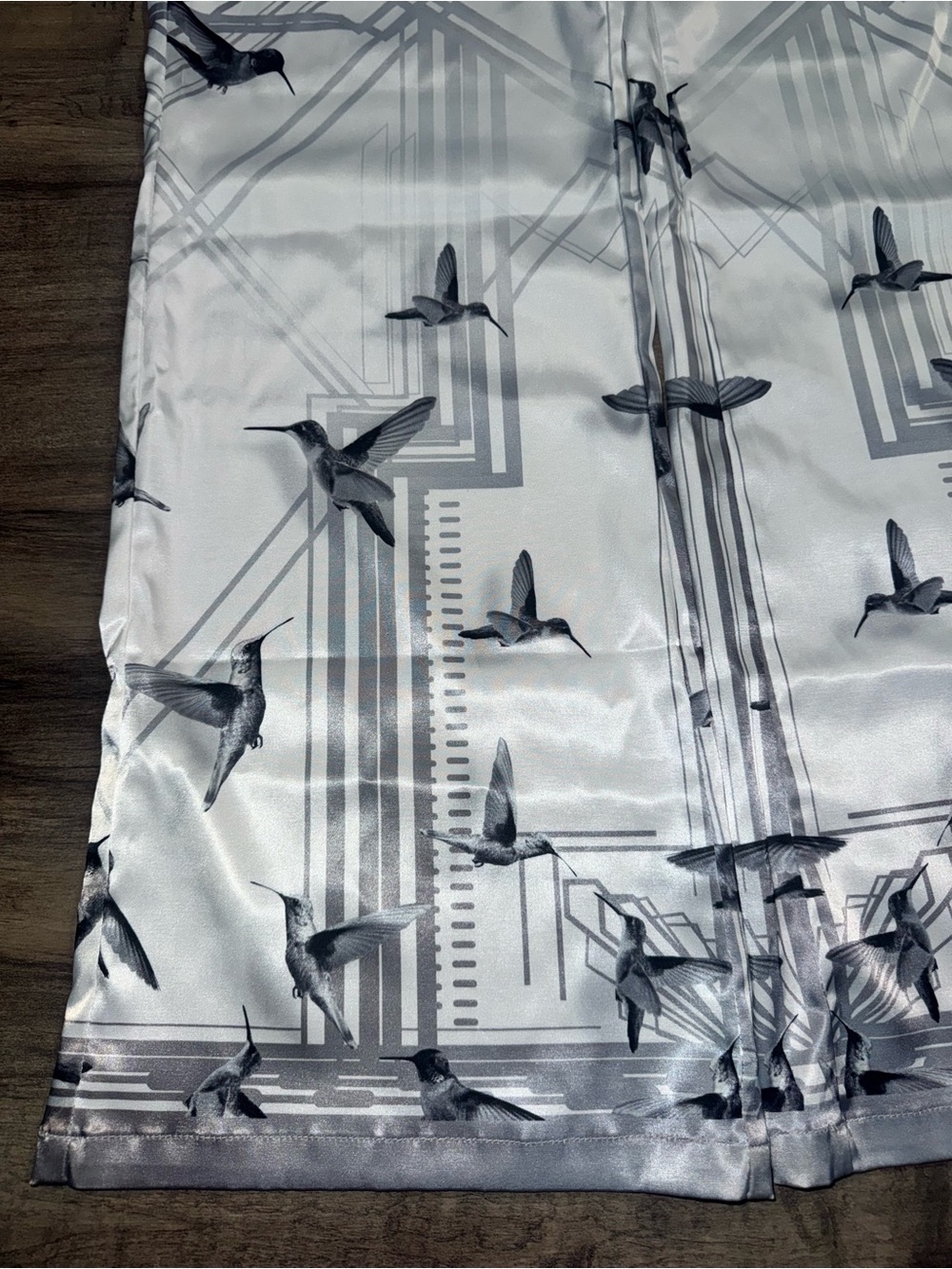 Manière De Voir Satin Wide Leg Pants Hummingbird Art Deco Sz UK 12 US 8 - Picture 4 of 11
